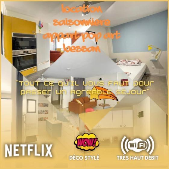 Appart Pop-Art Proche Autoroute, Plages Et Attractions, Wifi - Tv, Deco Stylee, Calme Bessan Exterior foto